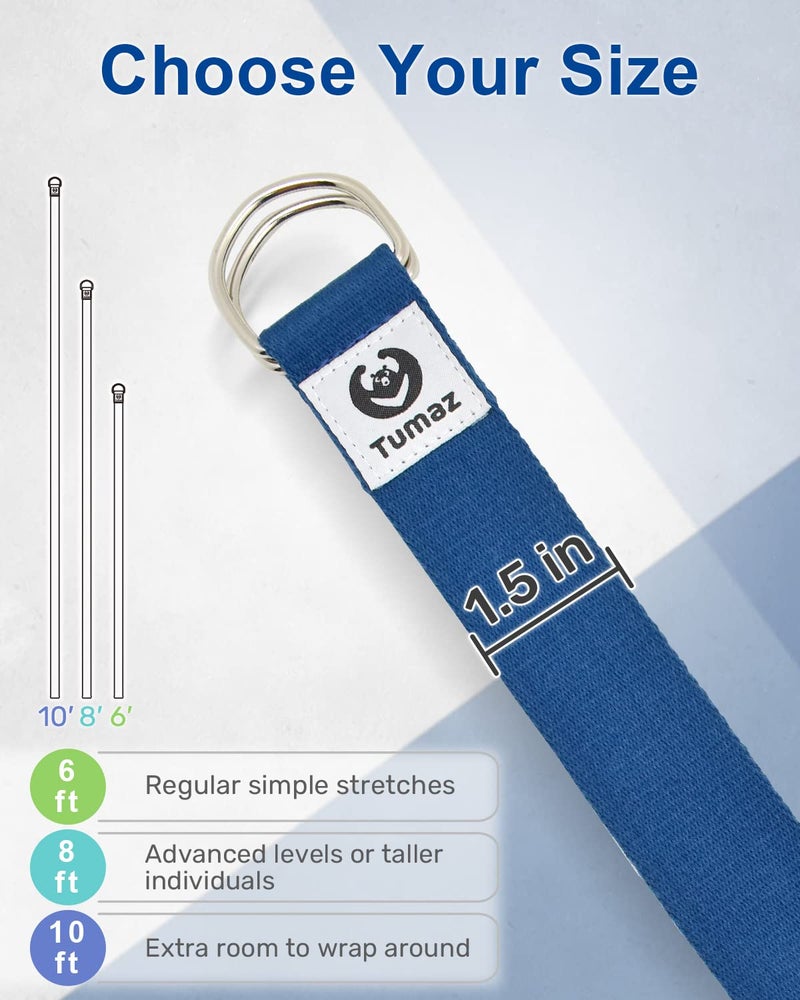 Tumaz Yoga Strap/Stretch Bands [15+ Colors, 6/8/10 Feet Options] with Extra Safe Adjustable D-Ring Buckle, Durable and Comfy Delicate Texture - Best for Daily Stretching, Physical Therapy, Fitness - Image 5